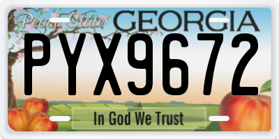 GA license plate PYX9672