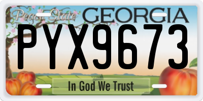 GA license plate PYX9673