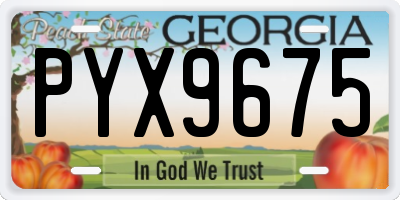GA license plate PYX9675