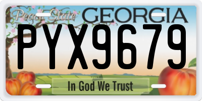GA license plate PYX9679