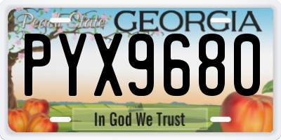 GA license plate PYX9680
