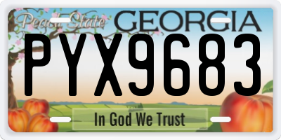 GA license plate PYX9683