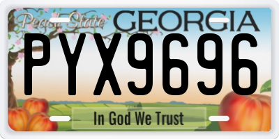 GA license plate PYX9696