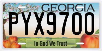 GA license plate PYX9700