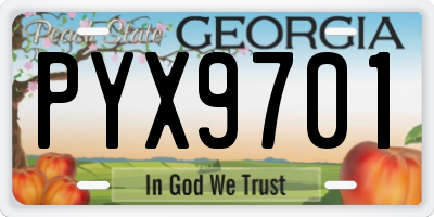 GA license plate PYX9701