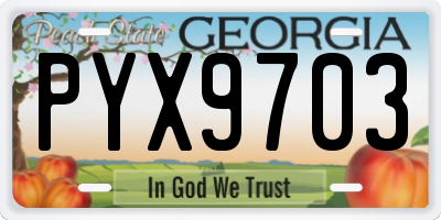 GA license plate PYX9703