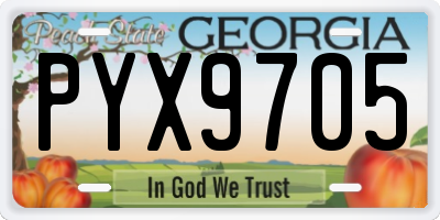 GA license plate PYX9705