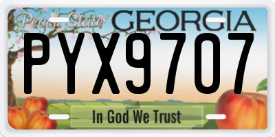 GA license plate PYX9707