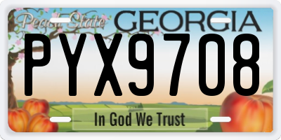 GA license plate PYX9708