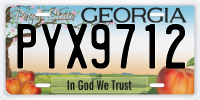 GA license plate PYX9712