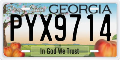 GA license plate PYX9714
