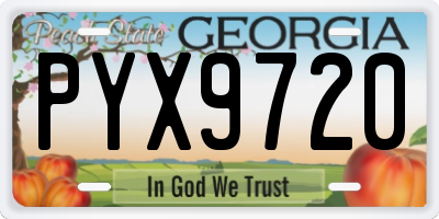 GA license plate PYX9720