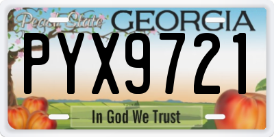 GA license plate PYX9721