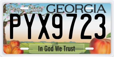 GA license plate PYX9723