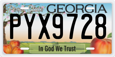 GA license plate PYX9728