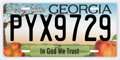 GA license plate PYX9729