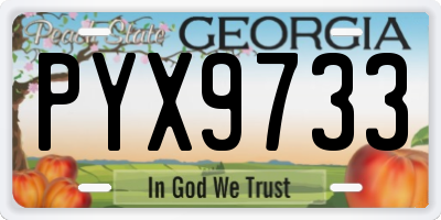 GA license plate PYX9733
