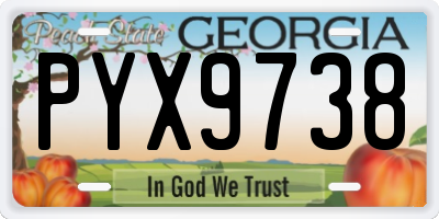 GA license plate PYX9738