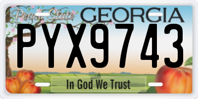 GA license plate PYX9743