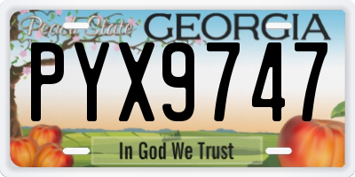 GA license plate PYX9747