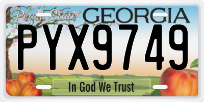 GA license plate PYX9749