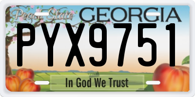 GA license plate PYX9751