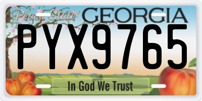 GA license plate PYX9765