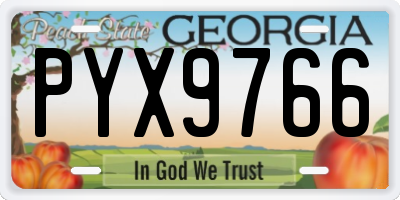 GA license plate PYX9766
