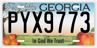 GA license plate PYX9773