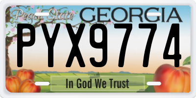 GA license plate PYX9774