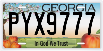 GA license plate PYX9777