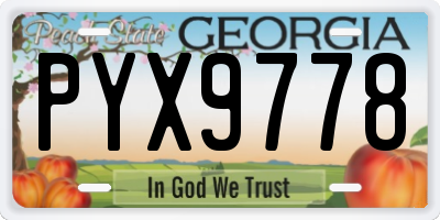 GA license plate PYX9778