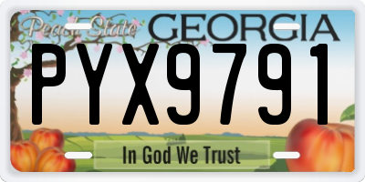 GA license plate PYX9791