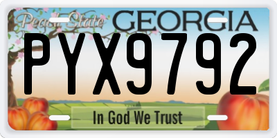 GA license plate PYX9792