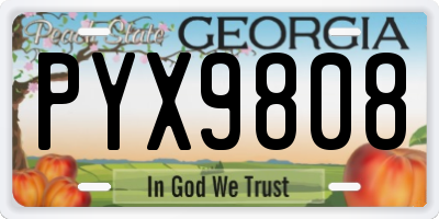 GA license plate PYX9808