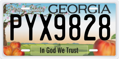 GA license plate PYX9828