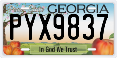 GA license plate PYX9837