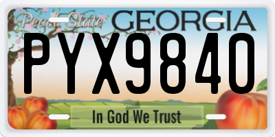 GA license plate PYX9840