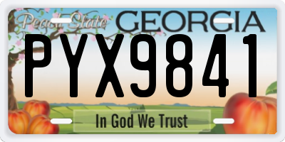 GA license plate PYX9841