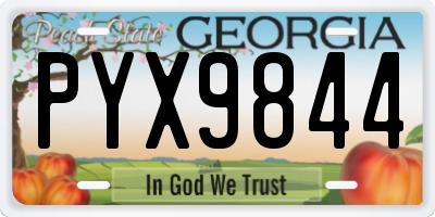GA license plate PYX9844