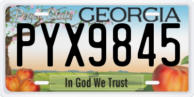 GA license plate PYX9845