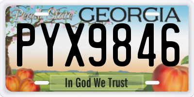 GA license plate PYX9846