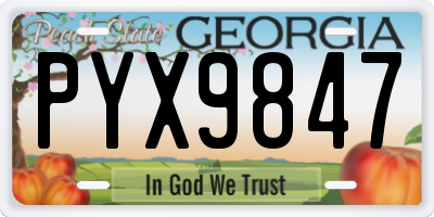 GA license plate PYX9847