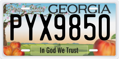 GA license plate PYX9850