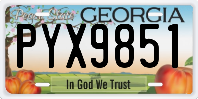 GA license plate PYX9851