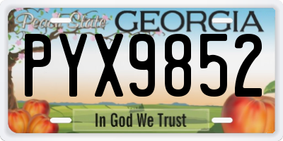GA license plate PYX9852