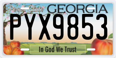 GA license plate PYX9853