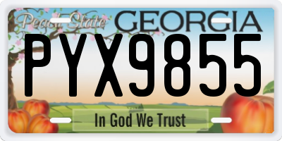 GA license plate PYX9855