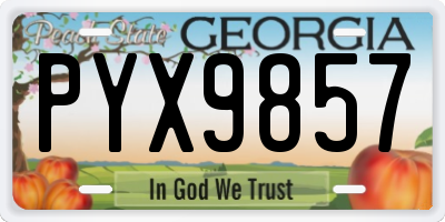 GA license plate PYX9857