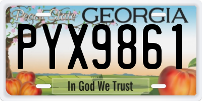GA license plate PYX9861